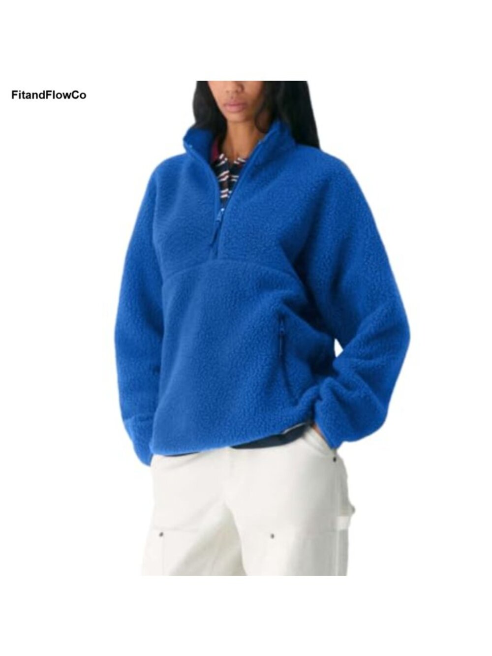 Fuzzy Sherpa Fleece Pullover Quarter Zip Jacket